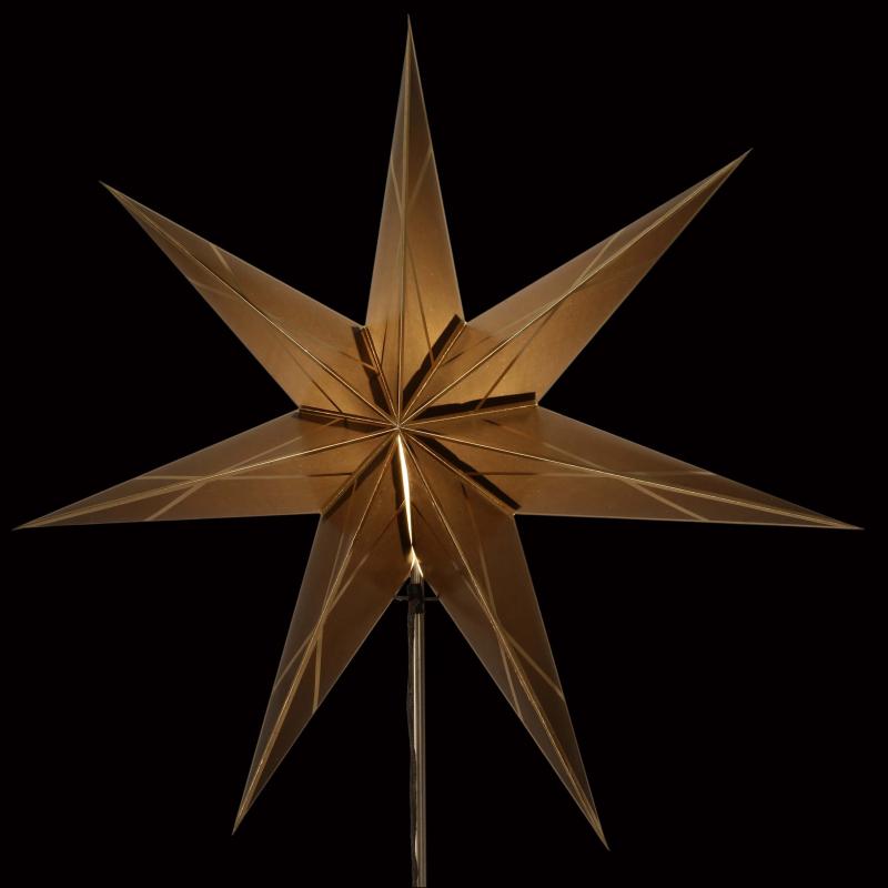 Samia Black/Gold - Foldable glowing star, paper poinsettia with 7 points, 60 cm